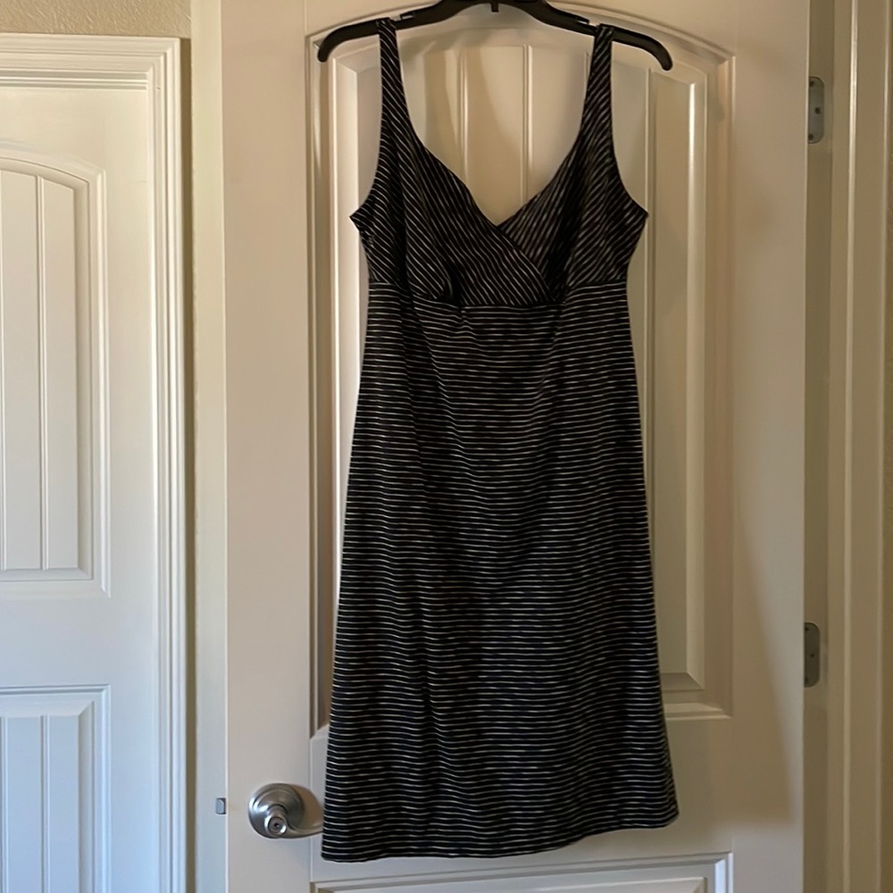 Prana Black/Yellow/White Stripe Active Dress w/Built In Bra Size XL